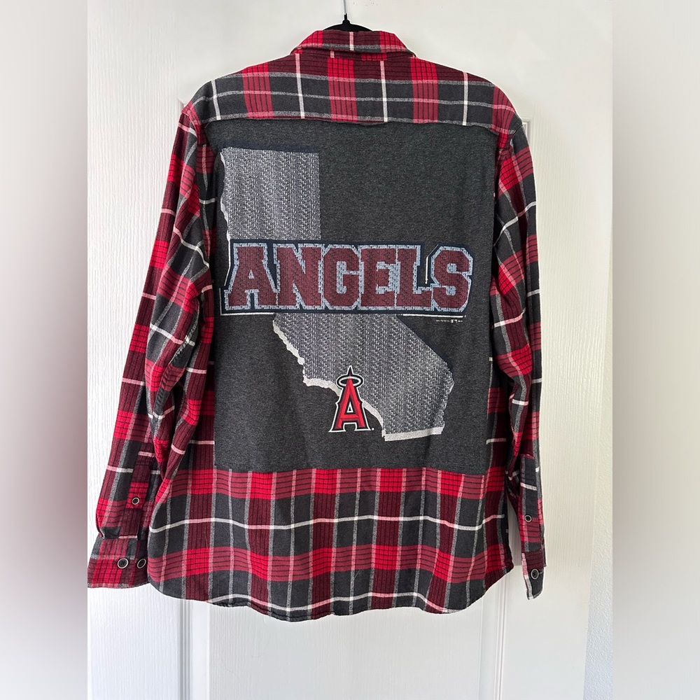 Custom Design Los Angeles Angels Baseball Flannel Shirt, Men’s XL NWOT